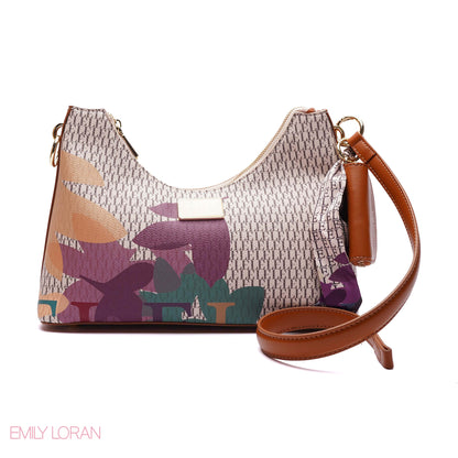ELEGANT MONOGRAM PRINT SHOULDER BAG