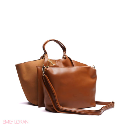 SHOULDER BAG PRACTICALITY LEATHER WITH SMALL WALLET AND CROSS BAG - LARGE