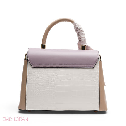 ELEGANT GEOMETRIC FLAP SATCHEL WITH BRAIDED HANDLE BAG