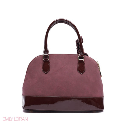 ROUNDED HANDBAG SHINE LEATHER WITH GOLD CHAIN AND SCARF - LARGE