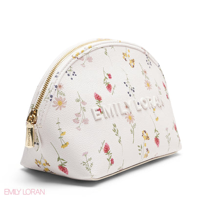 CHIC WOVEN MAKEUP BAG WITH EMBOSSED LOGO