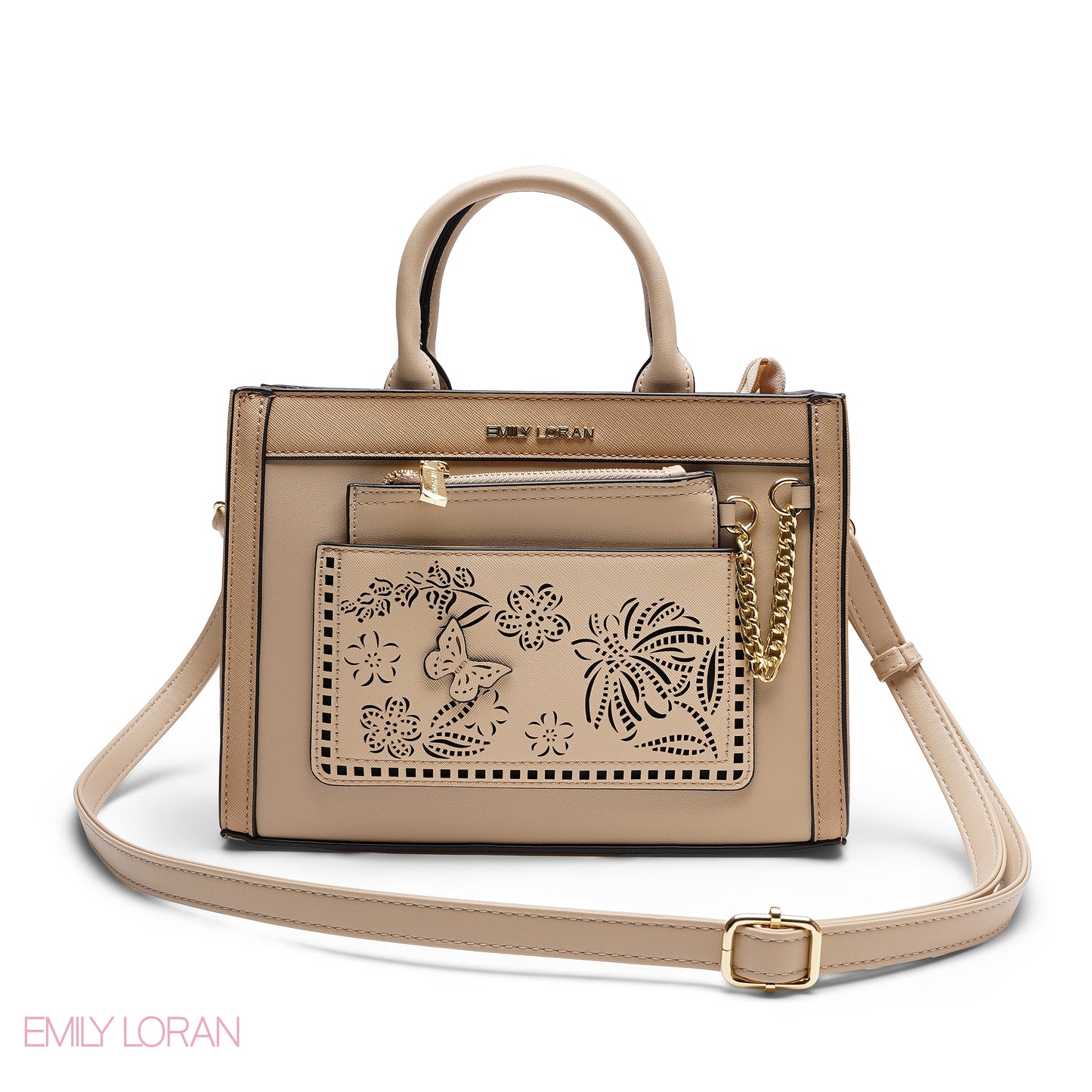 CHIC LASER CUTOUT TOP HANDLE BAG