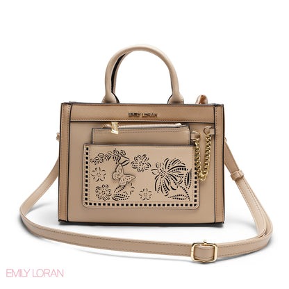 CHIC LASER CUTOUT TOP HANDLE BAG