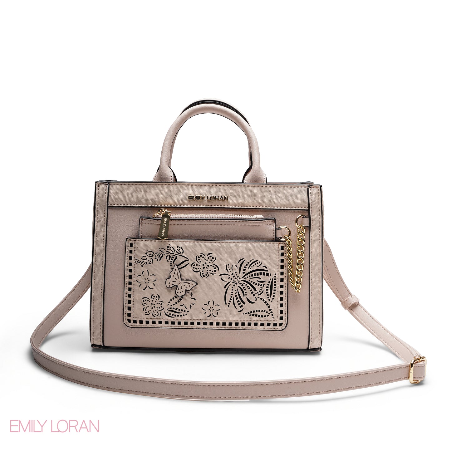CHIC LASER CUTOUT TOP HANDLE BAG