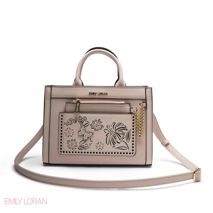 CHIC LASER CUTOUT TOP HANDLE BAG