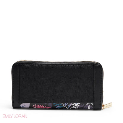 FLORAL PRINT DOUBLE COMPARTMENT ZIP-AROUND WALLET