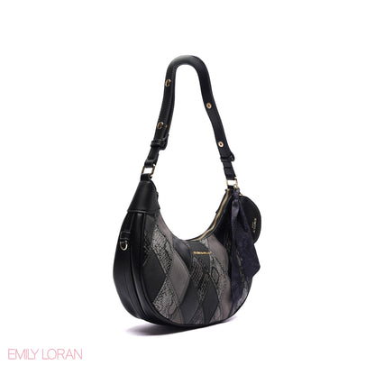 ELEGANT SHOULDER BAG SNAKE PRINT  WITH SMALL POUCH - SMALL