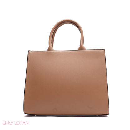 ELEGANT STRUCTURE TOTE BAG WITH DETACHABLE STRAP AND HEART CHARM - LARGE