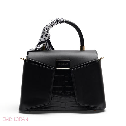 ELEGANT GEOMETRIC FLAP SATCHEL WITH BRAIDED HANDLE BAG
