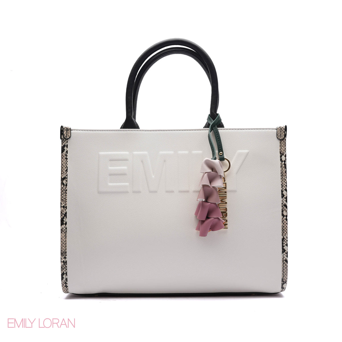 EMBOSSED LOGO TOTE BAG WITH TASSEL CHARM - LARGE