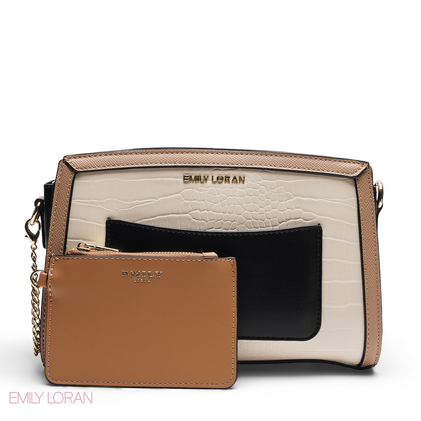 CHIC TRI-TONE CROSSBODY WITH POUCH BAG
