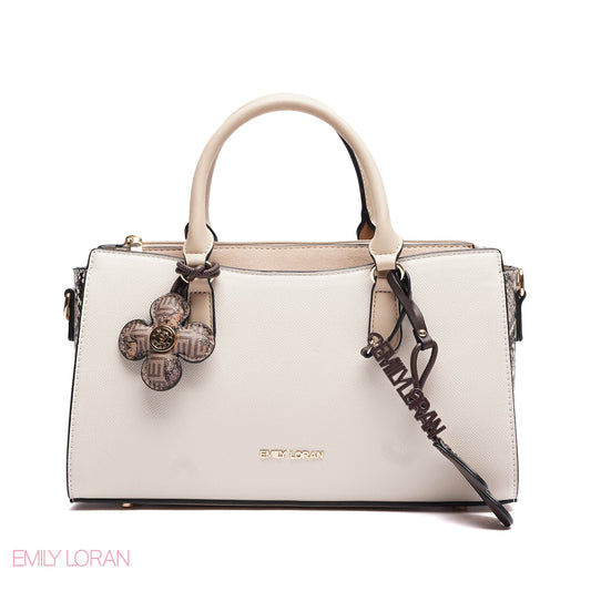 HANDBAG SOFT LEATHER SNAKE PRINT WITH SIMPLE TWO CHARM - SMALL