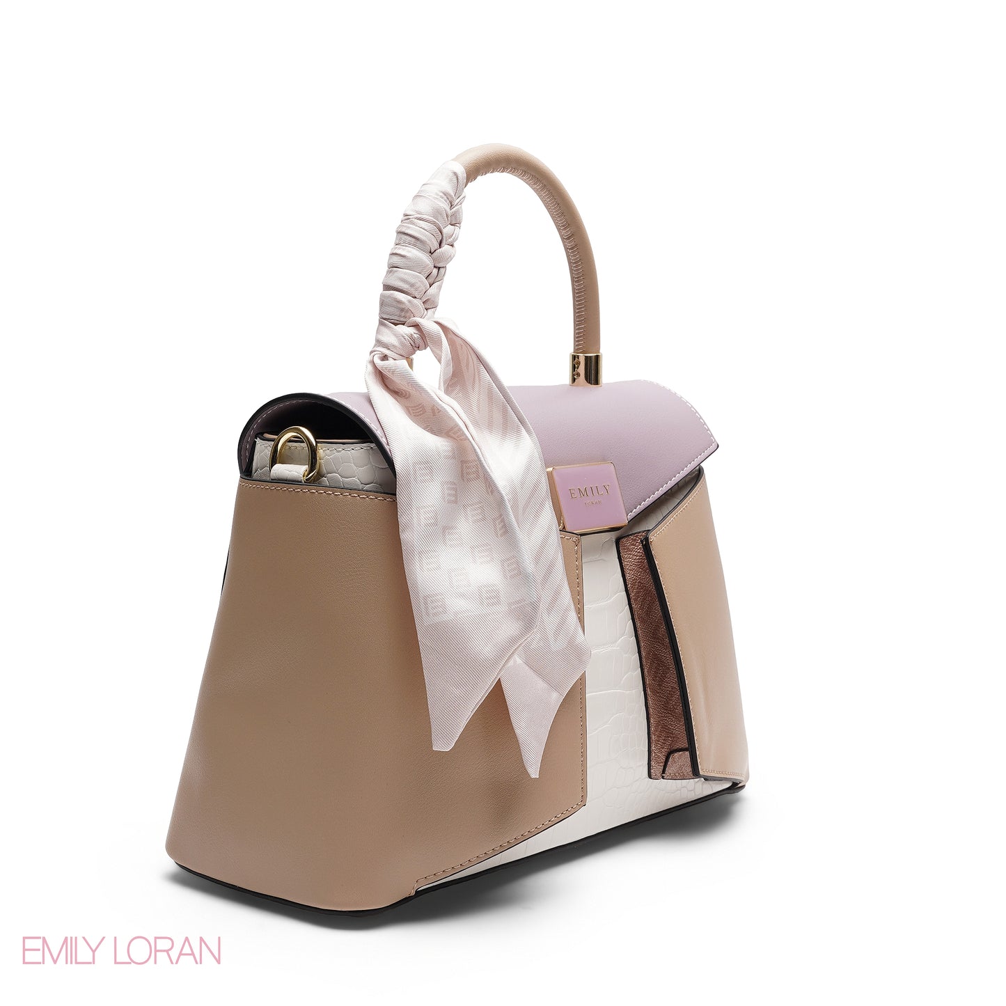 ELEGANT GEOMETRIC FLAP SATCHEL WITH BRAIDED HANDLE BAG