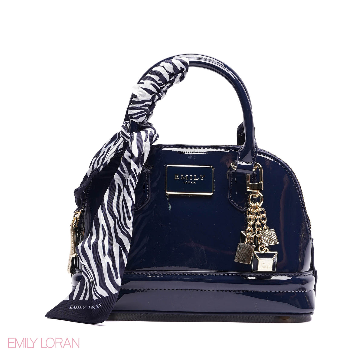 HANDBAG WITH ELEGANT DOME ADJUSTABLE STRAP , SCARF AND CHARM - SMALL