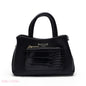 MINI BLACK SOLID BAG WITH GOLD METAL STRAP