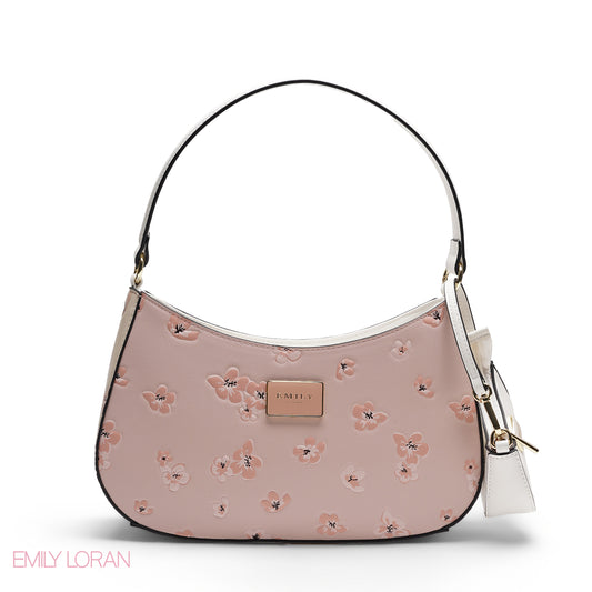 FLORAL PINK SHOULDER HOBO BAG WITH MINI BAG