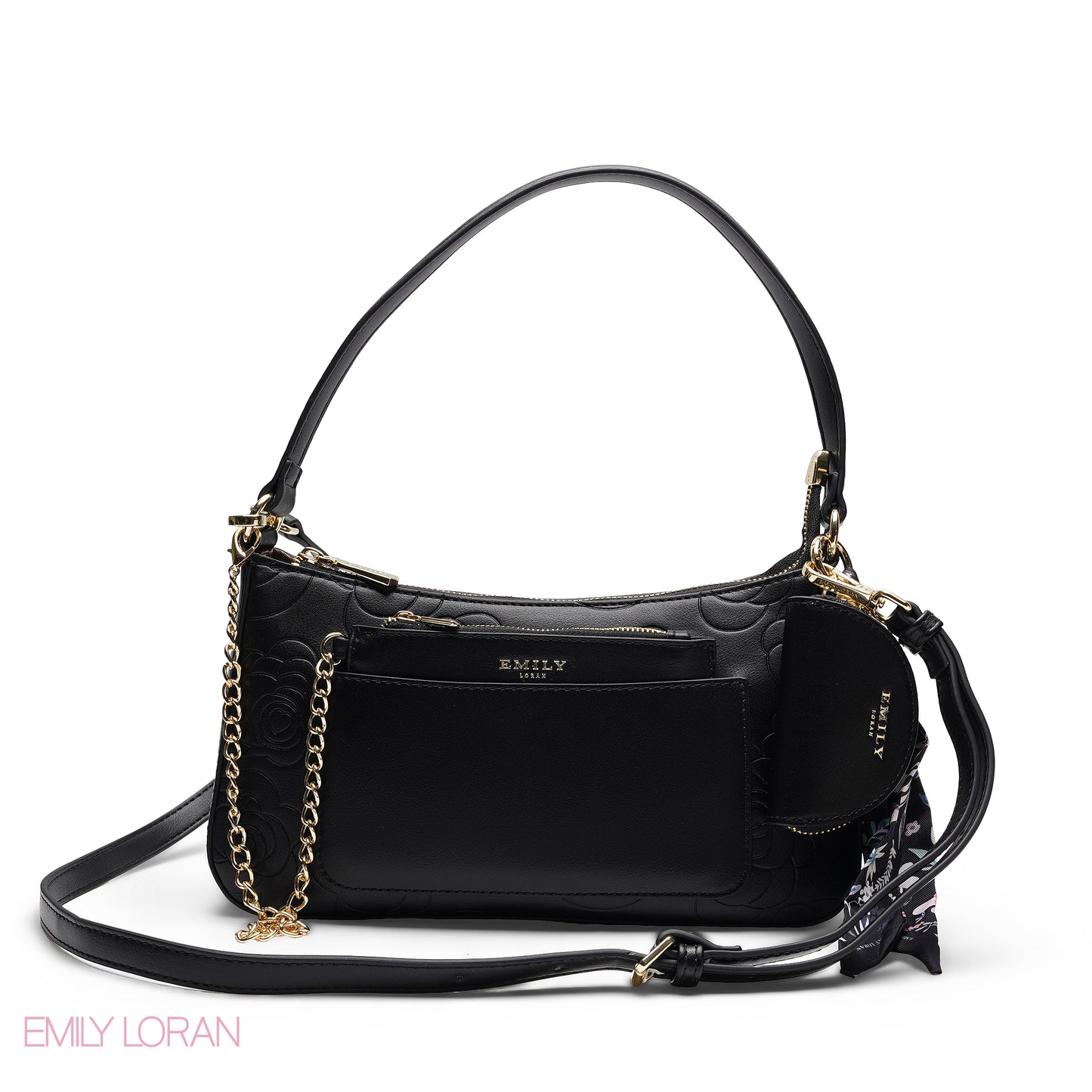 ELEGANT EMBOSSED SHOULDER BAG WITH POUCH