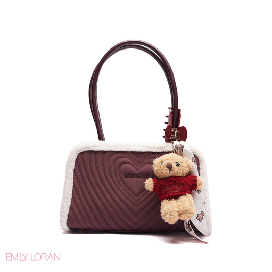 ELEGANT HANDBAG HREAT ENGRAVE WITH TEDDYBEAR CHARM - MEDIUM