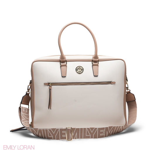 BEIGE ELEGANT SATCHEL WORK BAG - LARGE