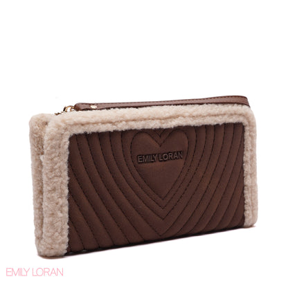 WALLET ROUNDED WITH FUR HEART DESIGN