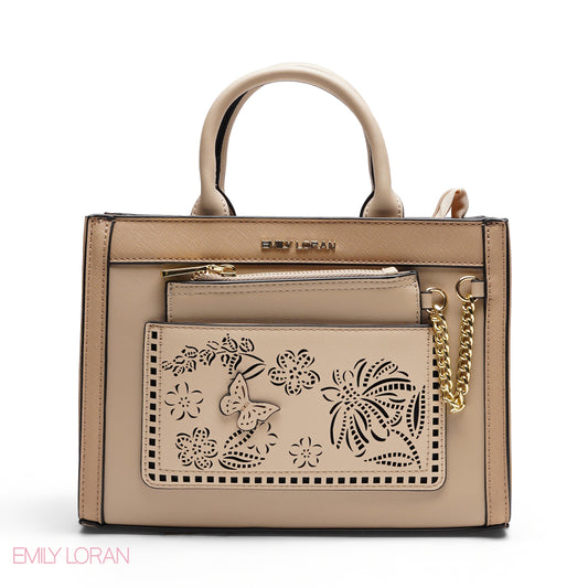 CHIC LASER CUTOUT TOP HANDLE BAG