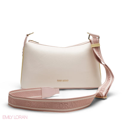 CHIC CURVED SHOULDER BAG WITH BRANDED STRAP BAG