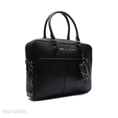 LAPTOP HANDBAG SNAKE PRINT WITH POUCH - LARGE