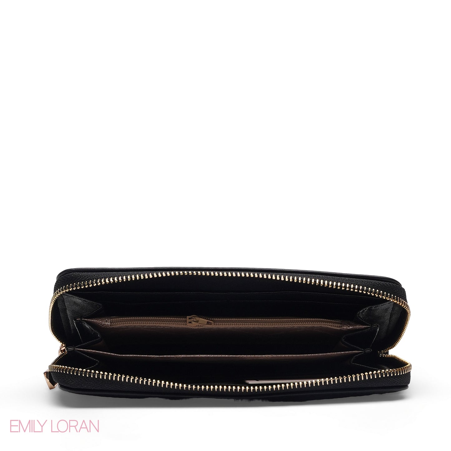 BLACK FLORAL ZIP-AROUND WALLET