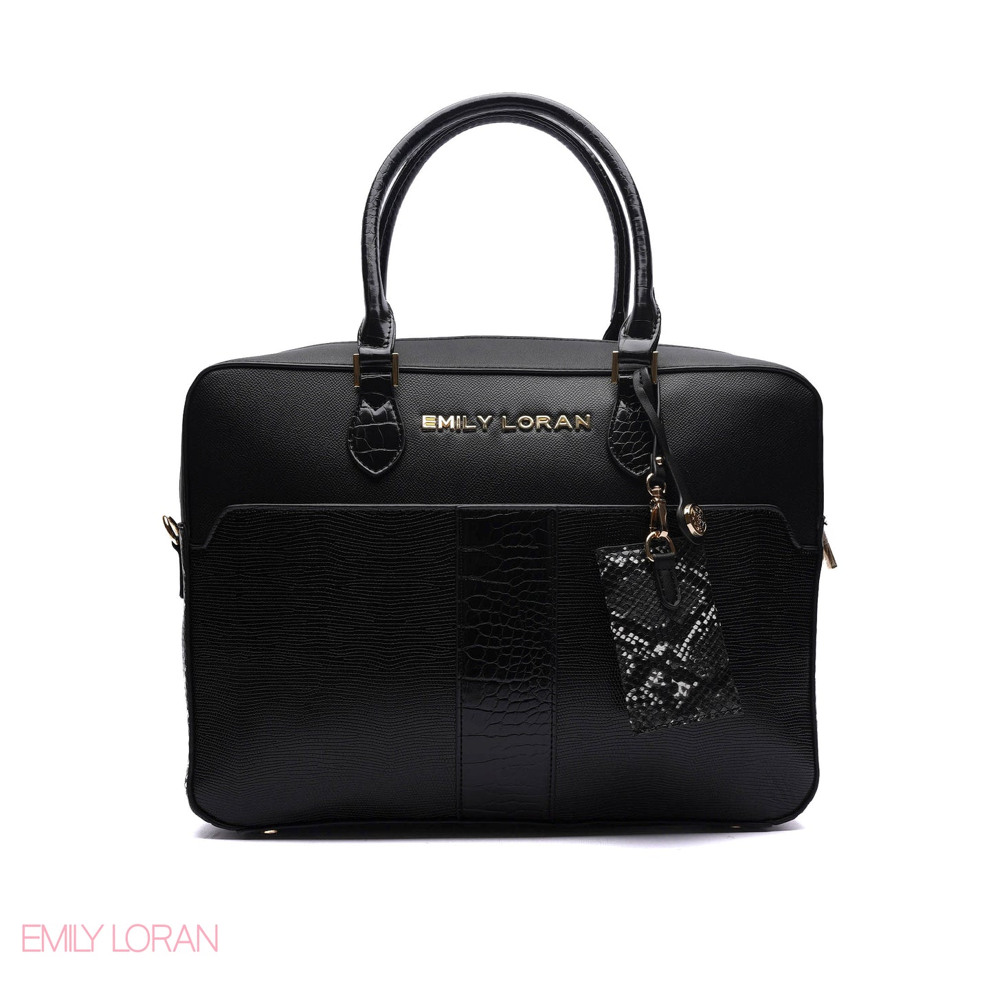 LAPTOP HANDBAG SNAKE PRINT WITH POUCH - LARGE