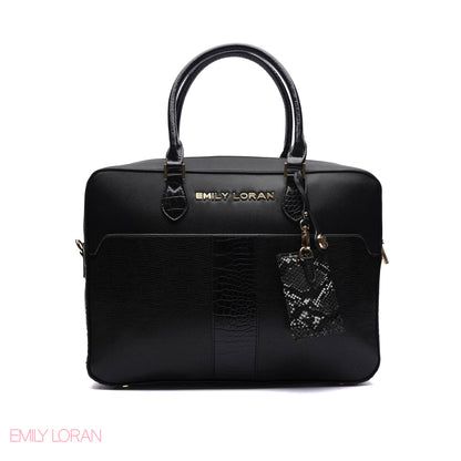 LAPTOP HANDBAG SNAKE PRINT WITH POUCH - LARGE