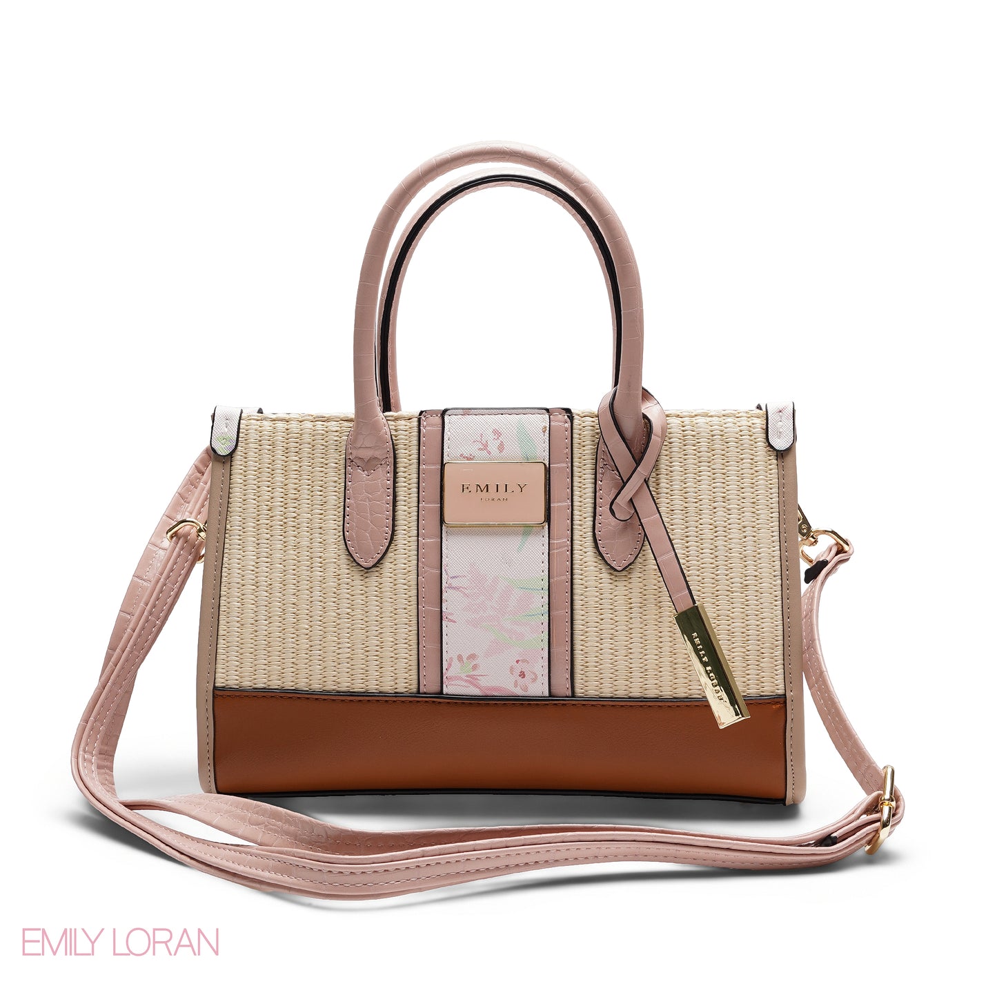 STRUCTURED TEXTURED PANEL TOP HANDLE TOTE BAG - SMALL