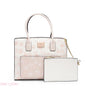 WHITE FLORAL TOTE WITH WHITE POUCH - LARGE