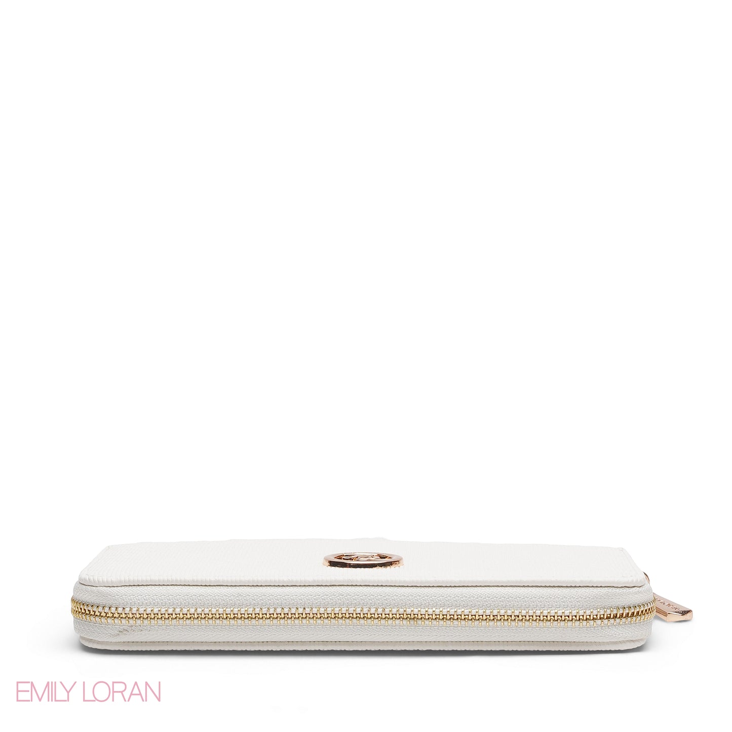 WHITE QUILTED LOGO ZIP-AROUND WALLET