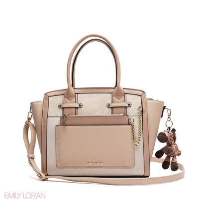 ELEGANT STRUCTURE TOTE BAG WITH ZEBRA CHARM - LARGE