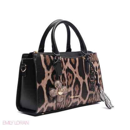 HANDBAG SOFT LEATHER TIGGER PRINT WITH SIMPLE TWO CHARM - SMALL