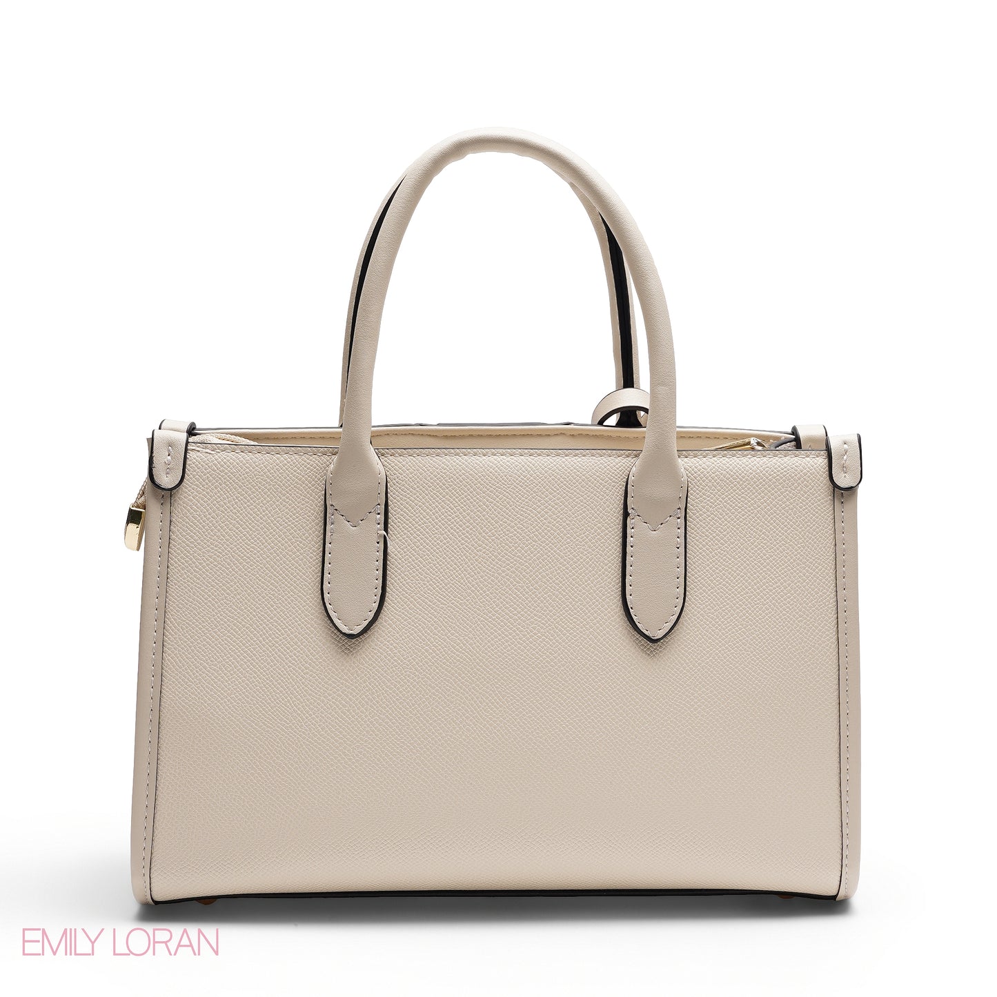STRUCTURED TEXTURED PANEL TOP HANDLE TOTE BAG - SMALL