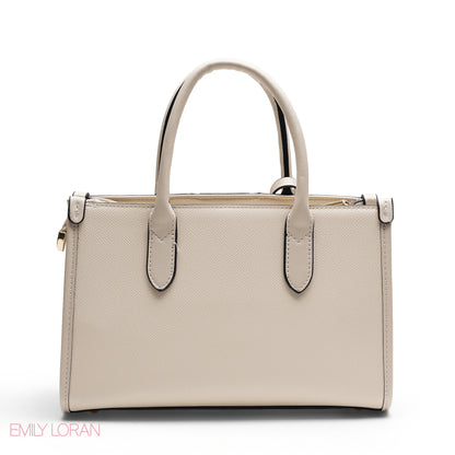 STRUCTURED TEXTURED PANEL TOP HANDLE TOTE BAG - SMALL