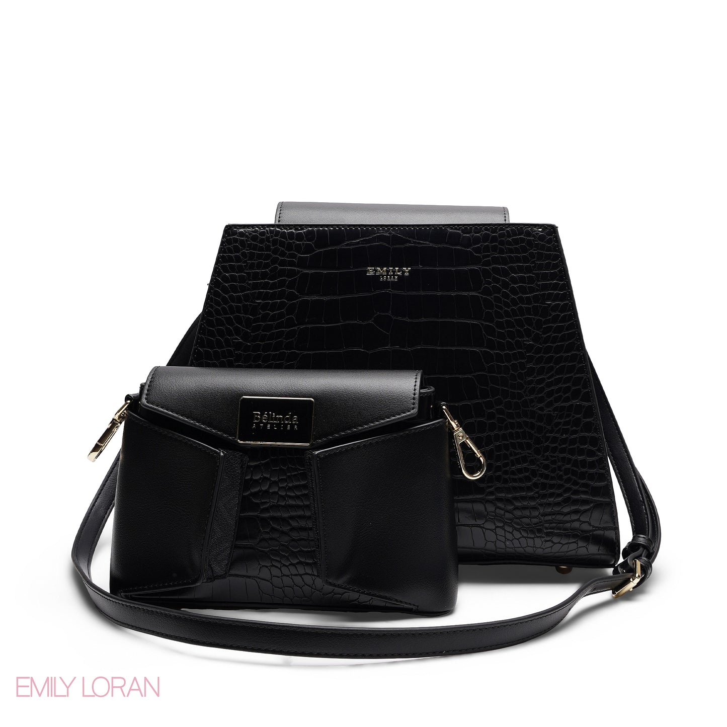 STYLISH CROC EMBOSSED TOP HANDLE TOTE WITH POUCH BAG