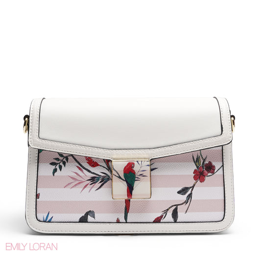 EMILY LORAN BEIGE FLAP CROSSBODY BAG