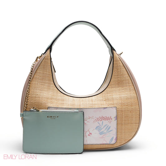 HOBO BAG WITH POUCH AND WEBBING STRAP
