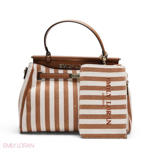 EMILY LORAN STRIPED CANVAS BAG
