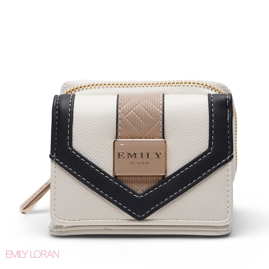 WHITE & TAN ZIP-AROUND WALLET