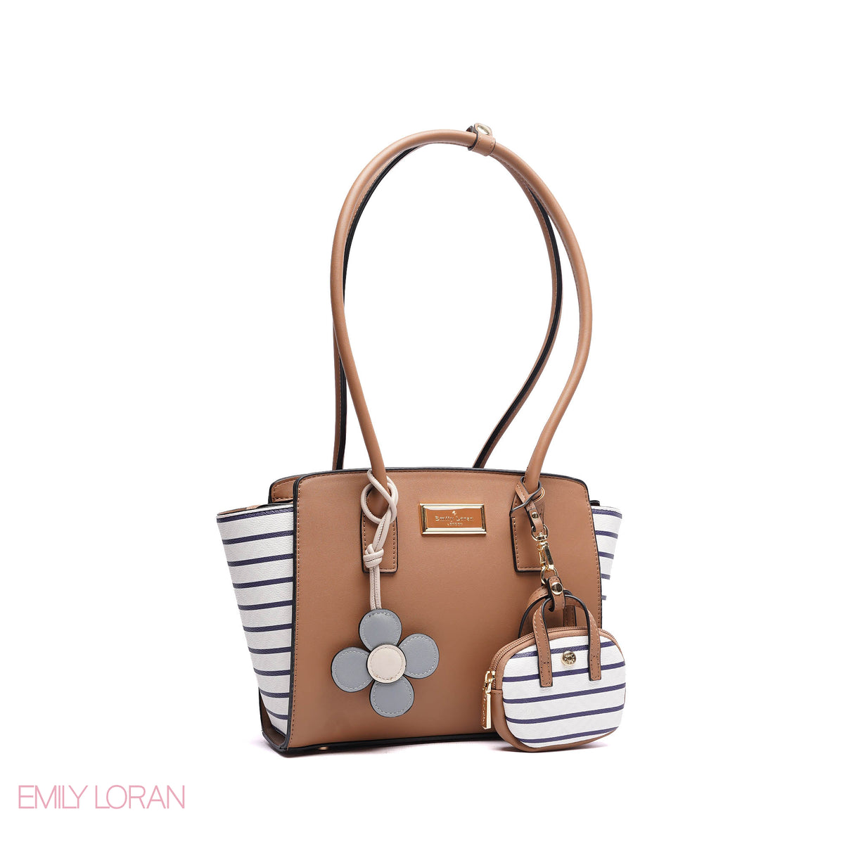SHOULDER BAG SOFT LEATHER WITH SIMPLE CHARM AND TAGGER POUCH - MEDIUM