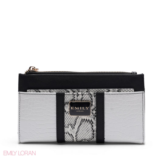 BLACK & WHITE ZIP-AROUND WALLET