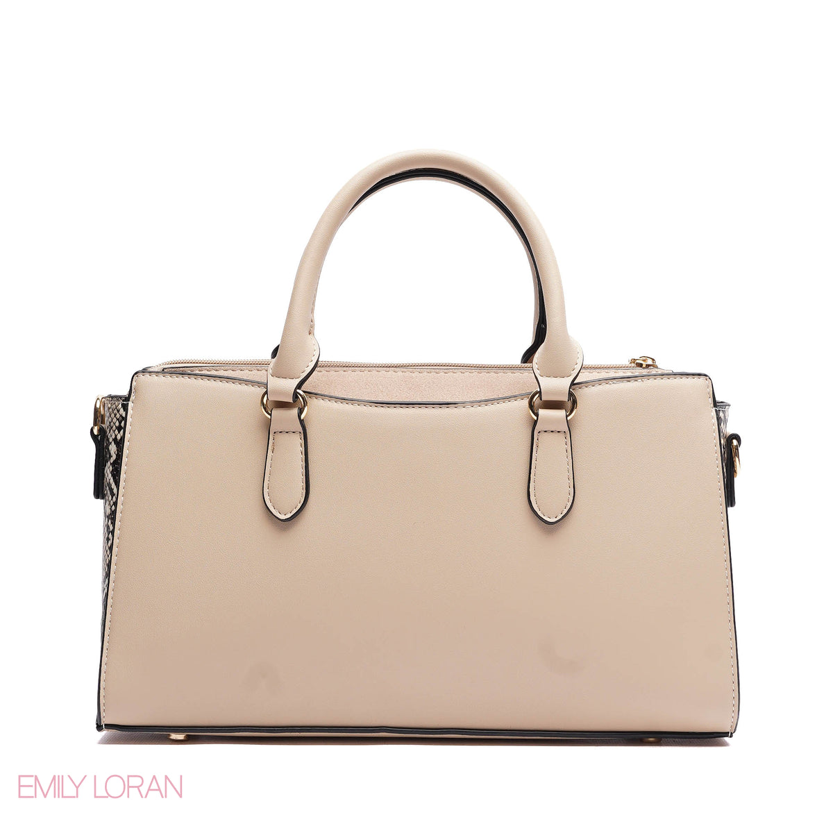 HANDBAG SOFT LEATHER SNAKE PRINT WITH SIMPLE TWO CHARM - SMALL