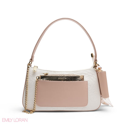 ELEGANT EMBOSSED SHOULDER BAG WITH POUCH