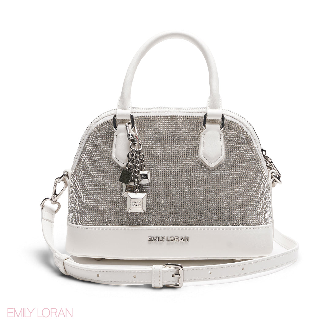 WHITE GLITTER DOME BAG