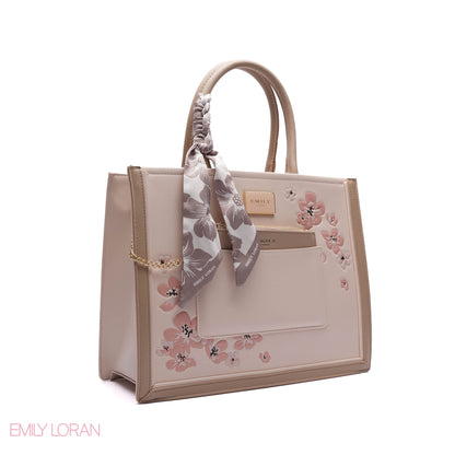 FLORAL EMBROIDERED HANDBAG WITH POUCH