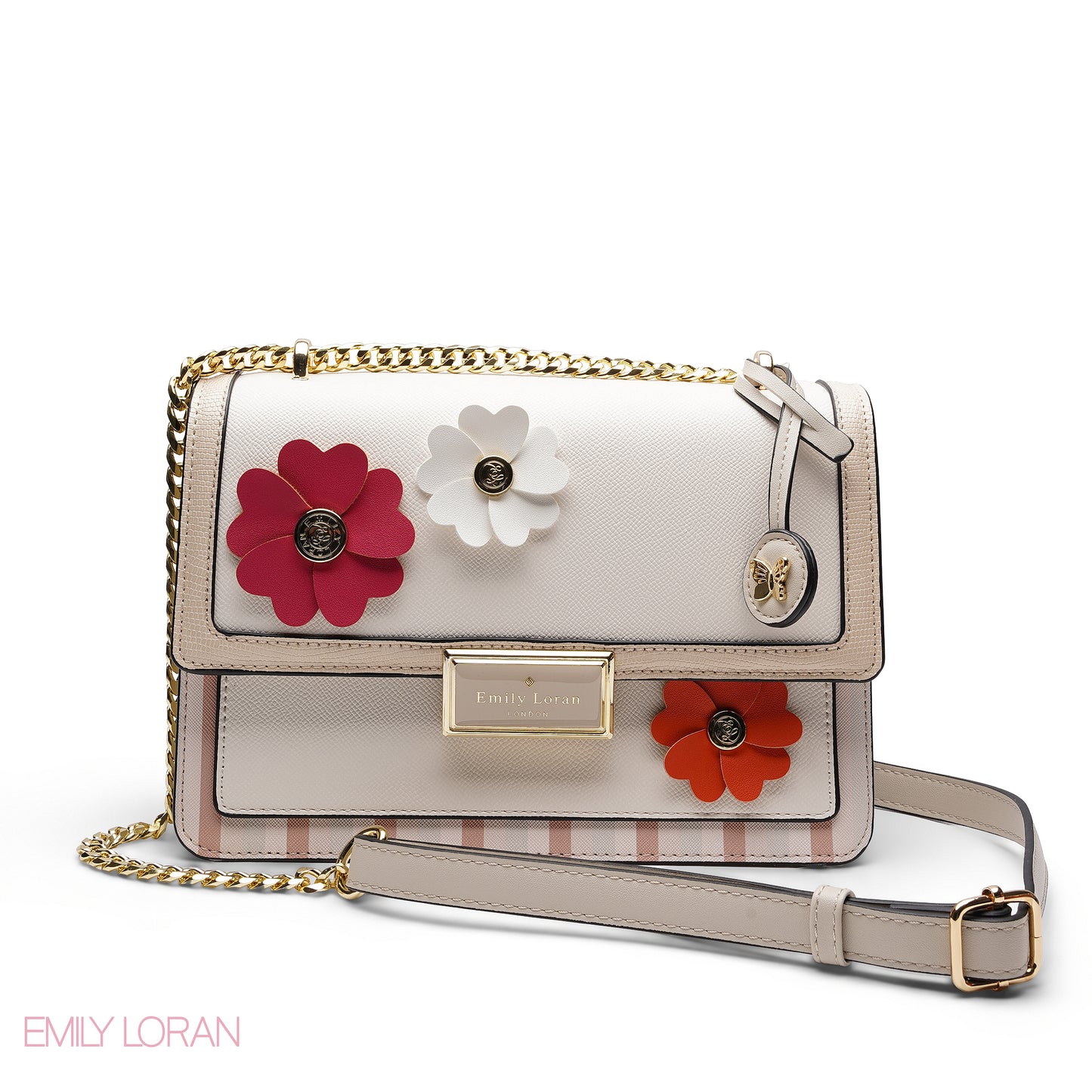 CHIC FLORAL EMBELLISHED CROSSBODY FLAP BAG
