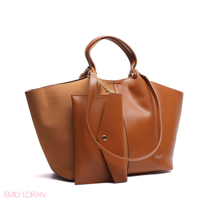 SHOULDER BAG PRACTICALITY LEATHER WITH SMALL WALLET AND CROSS BAG - LARGE